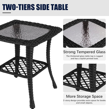 5 Pieces Rattan Wicker Swivel Rocker Outdoor Patio Furniture Set