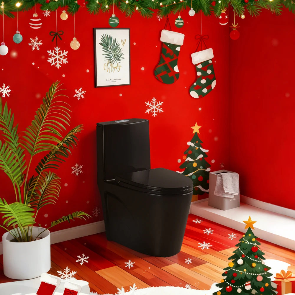 Matte Black Dual-Flush Toilet