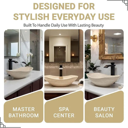 Elegant Oval Travertine Sink
