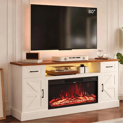 Farmhouse Electric Fireplace TV Entertainment Center