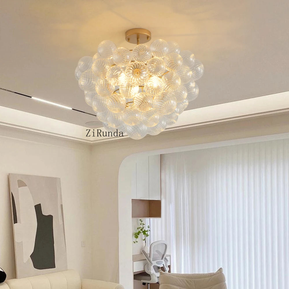20" Gold Pendant Light Chandelier w/ Threaded Clear Globe Glass