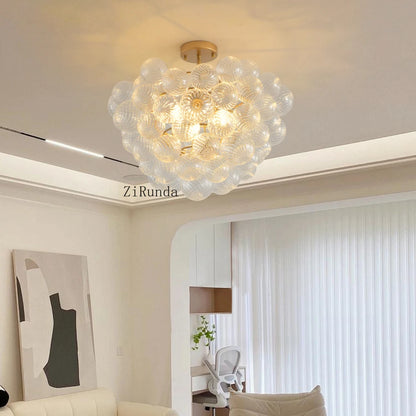 20" Gold Pendant Light Chandelier w/ Threaded Clear Globe Glass