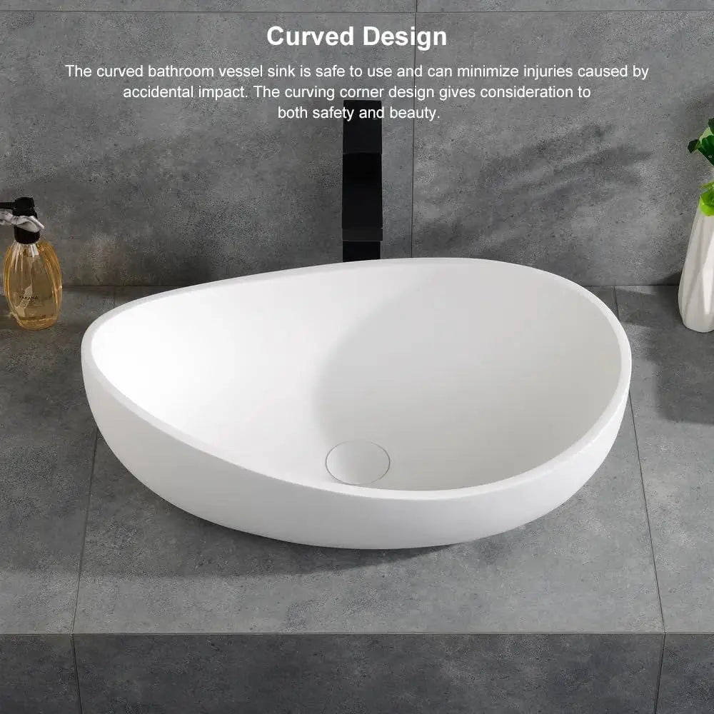 22.4" Oval Modern Countertop Ceramic Vessel Sink