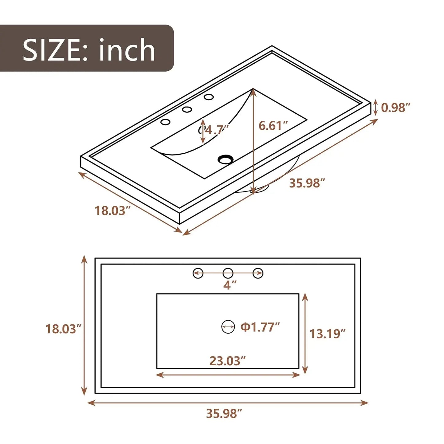 36" Bathroom Vanity Sink Combo
