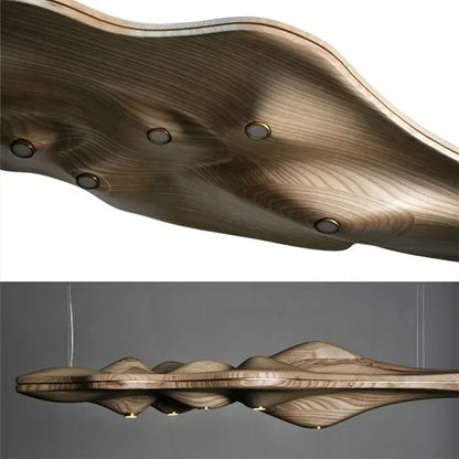 Modern Solid Wood Resin LED Light Pendant