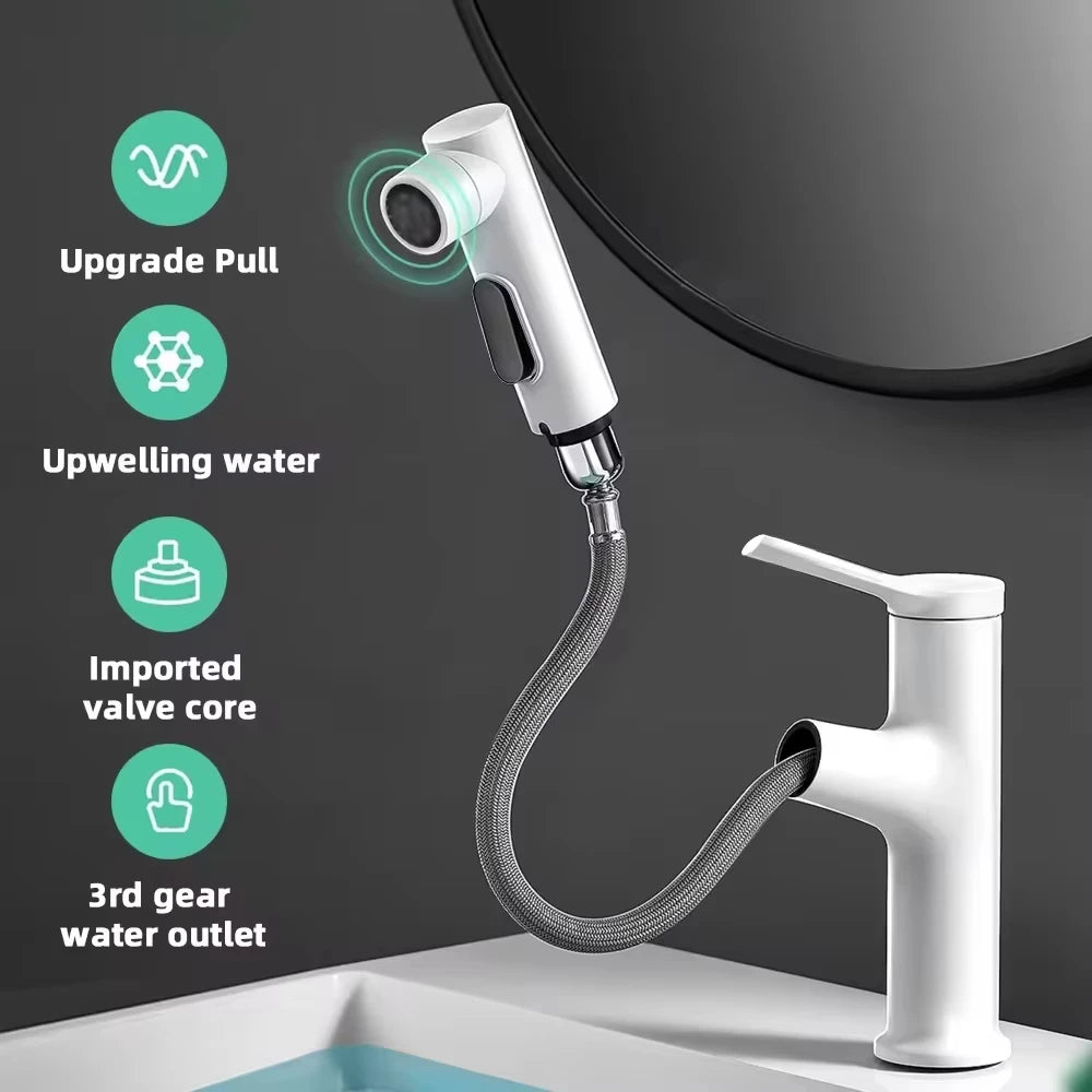 Pull-Out Bathroom Sink Gargle Faucet