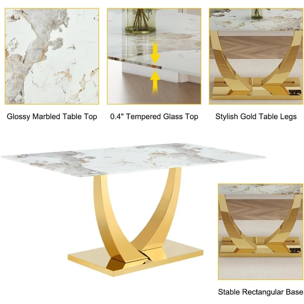 Marble Dining Table Set for 6