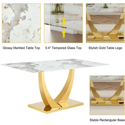 Marble Dining Table Set for 6