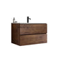 Wall Mounted 30 " Walnut Bathroom Vanity with Ceramic Sink