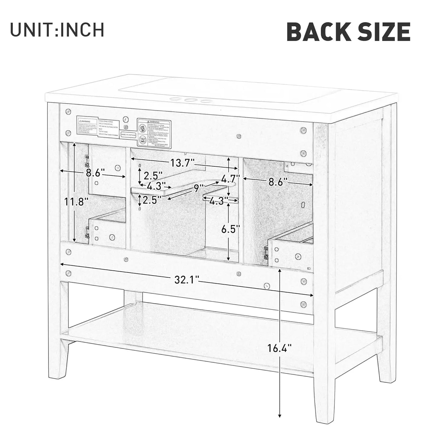 36" Bathroom Vanity Sink Combo