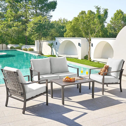 4 Piece Outdoor Metal Patio Furniture  Set