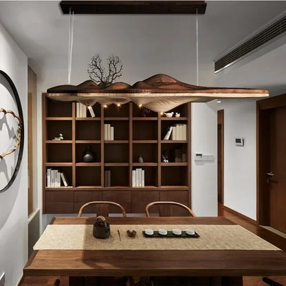 Modern Solid Wood Resin LED Light Pendant