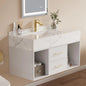 39.3" Modern Wall-Mounted Floating Bathroom Vanity Set,  Vanity with Sintered Stone Countertop, Undermount Sink & Walnut Finish