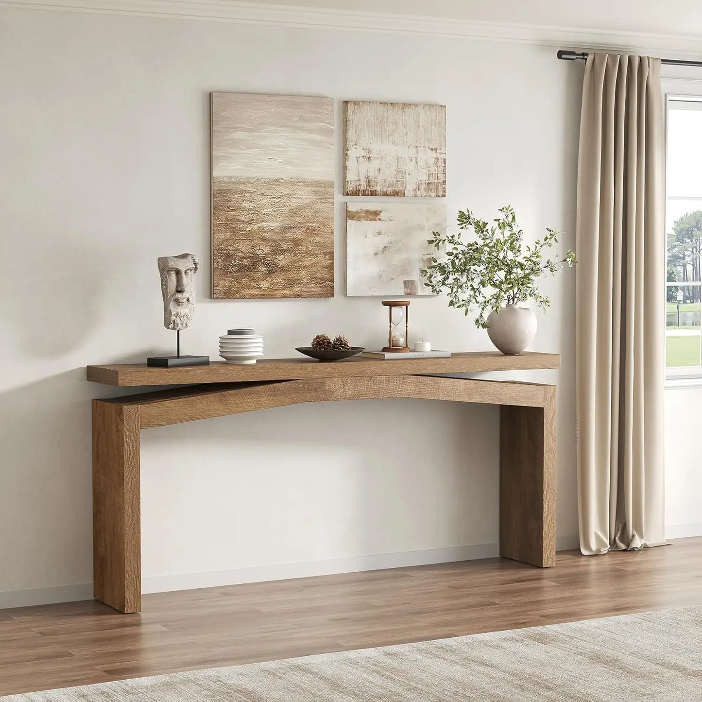 63-Inch Wooden Console Table for Entryway