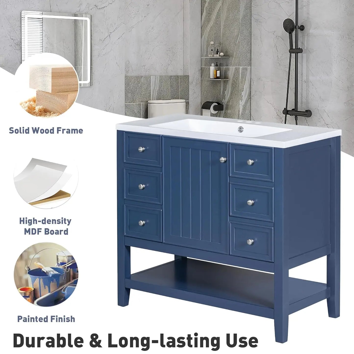 36" Bathroom Vanity Sink Combo