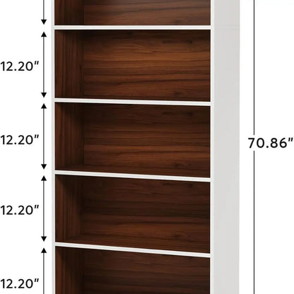 2-Piece Vintage White Oak Bookshelf Set