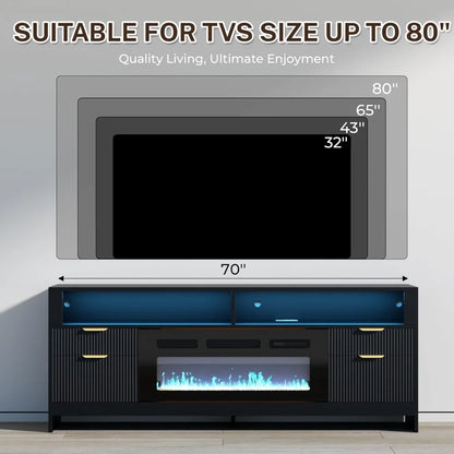 LED Light Entertainment Center w/ 36" Electric Fireplace