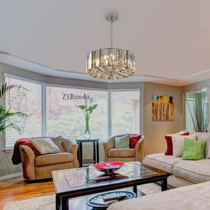 Modern 17" Chrome Crystal Pendant Chandelier