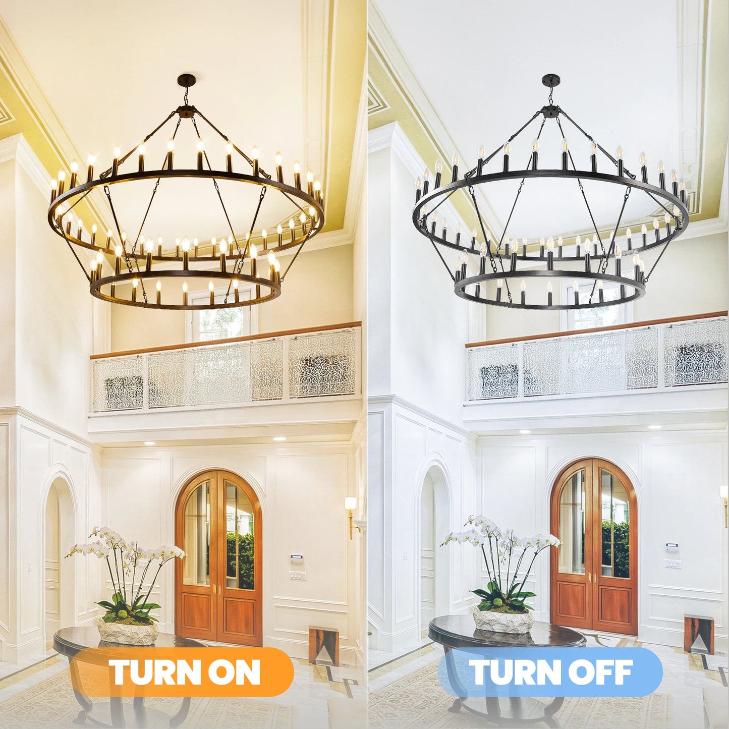 Modern Rustic 2 Tiers Wagon Wheel Chandelier