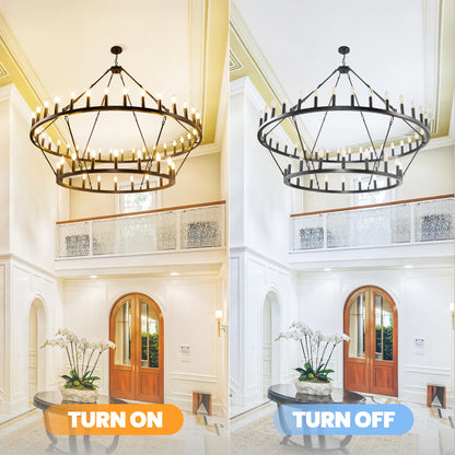 Modern Rustic 2 Tiers Wagon Wheel Chandelier