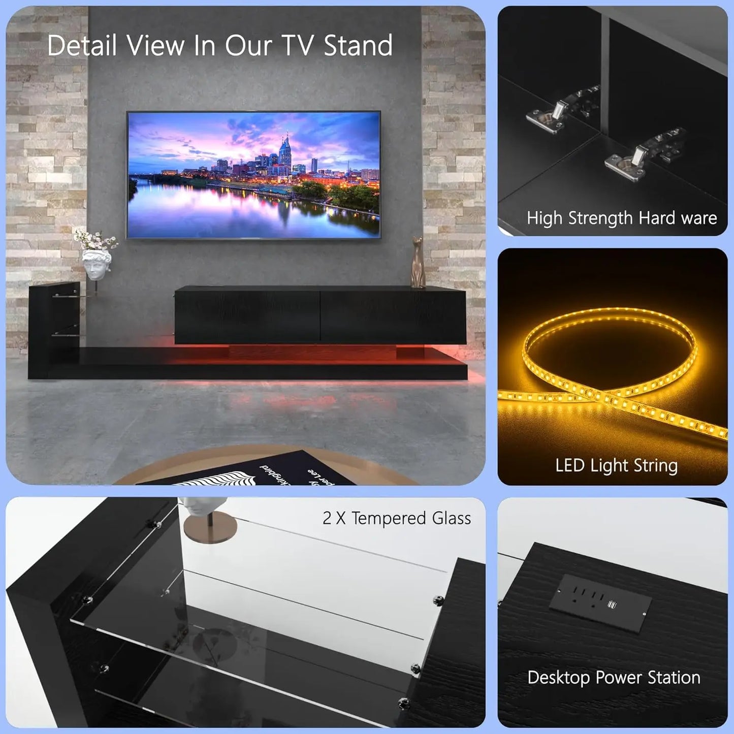 LED Entertainment Center for 55 65 75 Inch TV