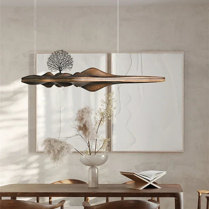 Modern Solid Wood Resin LED Light Pendant