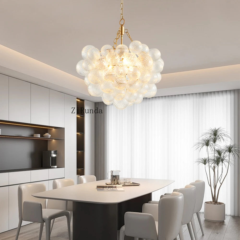 20" Gold Pendant Light Chandelier w/ Threaded Clear Globe Glass
