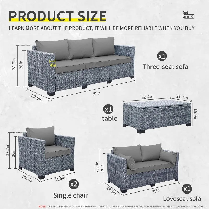 5 Piece Wicker Outdoor Patio Furniture Sets