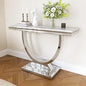 Modern Rectangular Entryway Table w/ White Faux Marble