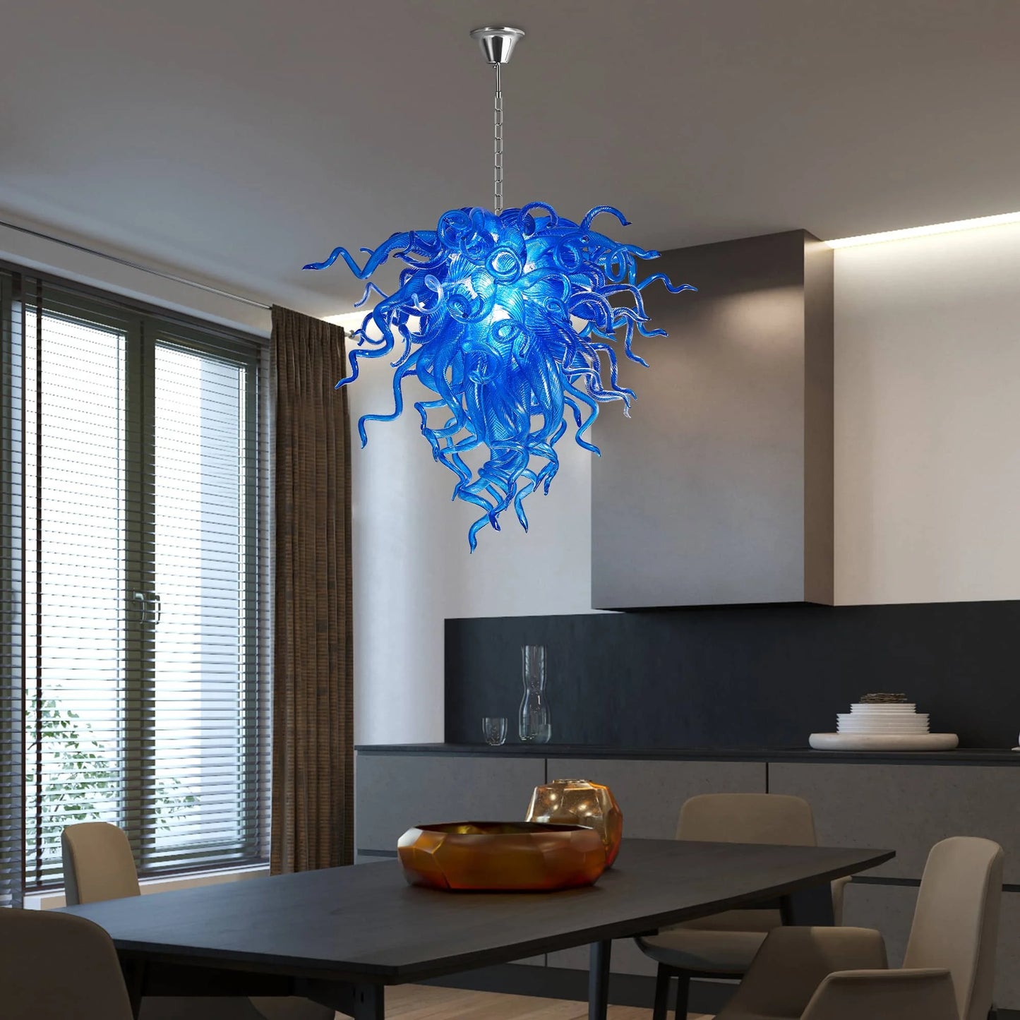 LONGREE Art glass Chandelier Cobalt Blue
