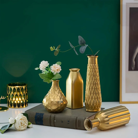 Gold Glass Vase Centerpiece Decoration