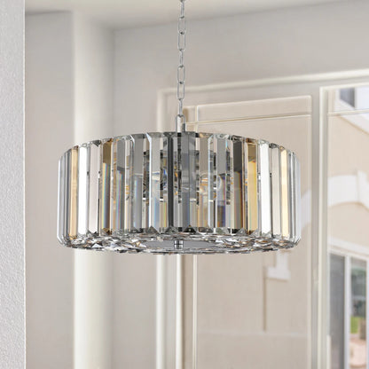 Modern 17" Chrome Crystal Pendant Chandelier