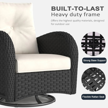 5 Pieces Rattan Wicker Swivel Rocker Outdoor Patio Furniture Set