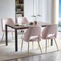47" Walnut Sturdy Metal Frame Table with 4 Velvet Upholstered Dining Chairs