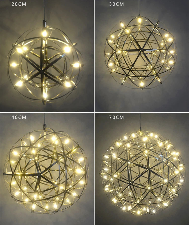 Italy Designer Assembled Spark Ball Led Chandeliers