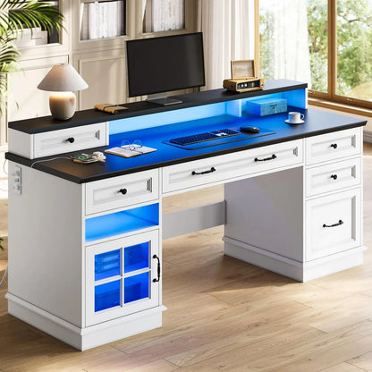Farmhouse Office Desk with Drawers