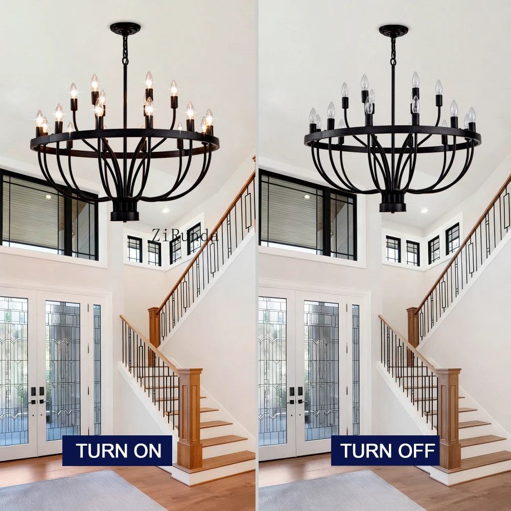Rustic Vintage Industrial Black Chandelier
