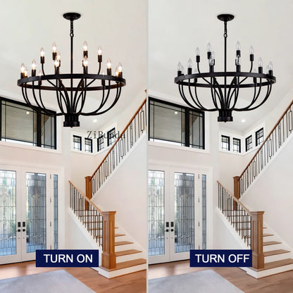 Rustic Vintage Industrial Black Chandelier