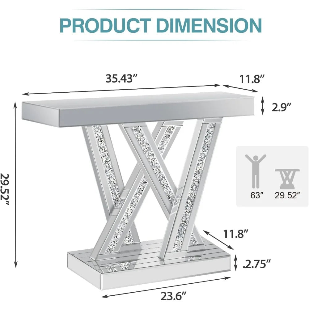 Modern Diamond Inlay Entryway Console Table