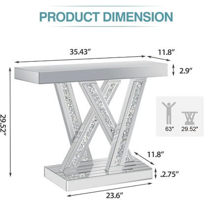 Modern Diamond Inlay Entryway Console Table