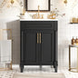 24" Bathroom Vanity with Integrated Ceramic Sink, Bathroom Cabinet with 2 Doors, Single Sink Bathroom Vanity for Small