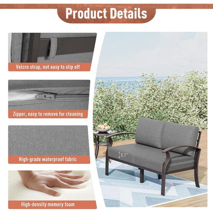 Modern Metal Patio Furniture 8-Seat w/45in Propane Fire Pit