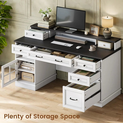 Farmhouse Office Desk with Drawers