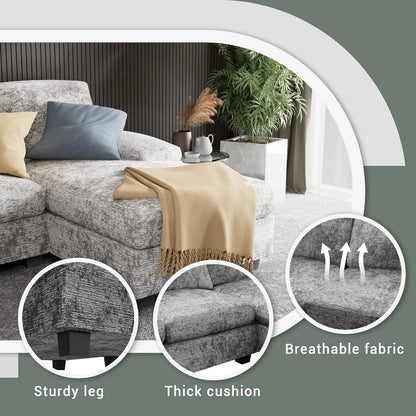 Convertible Sectional Sofa with Double Chaise