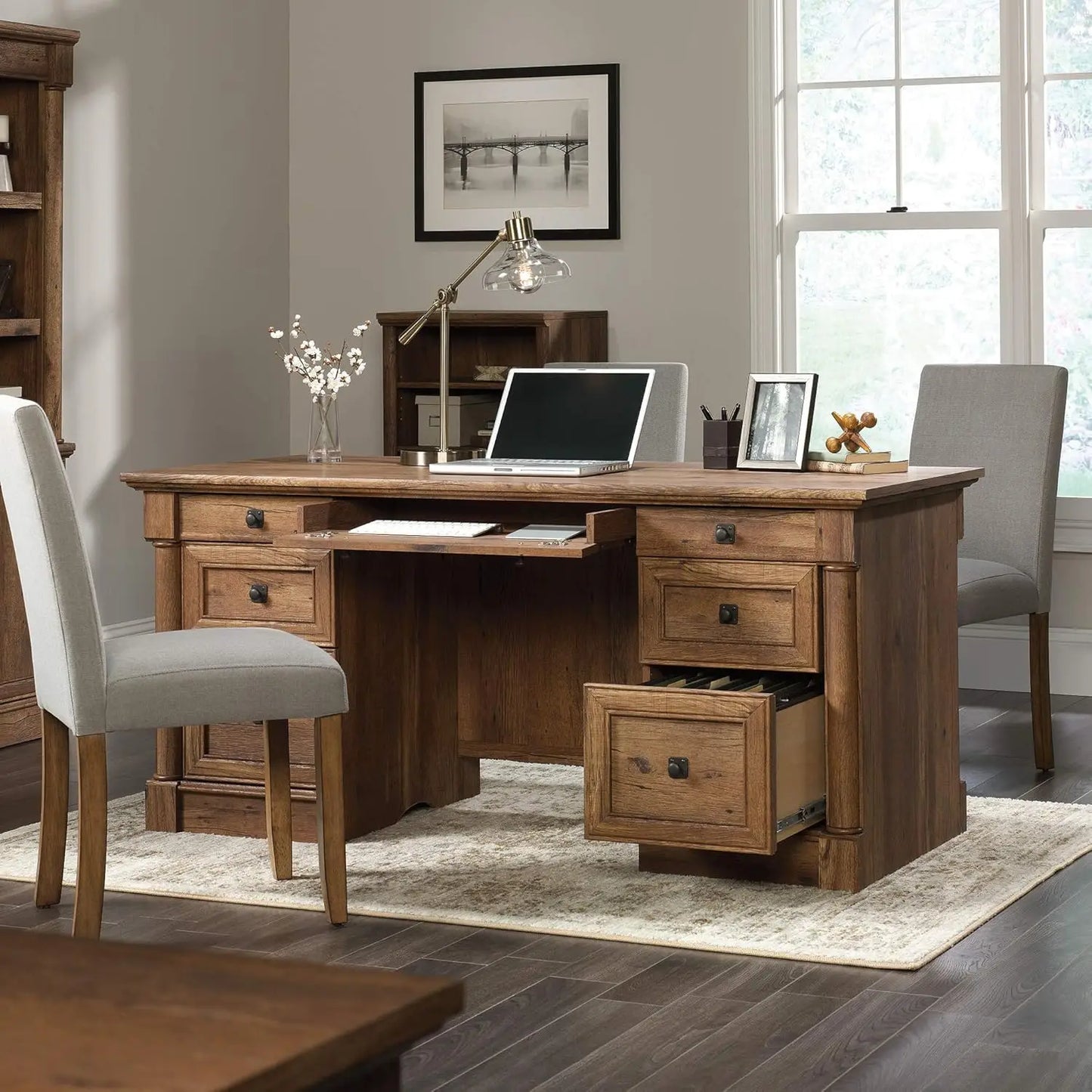 Vintage Oak Finish Executive Desk