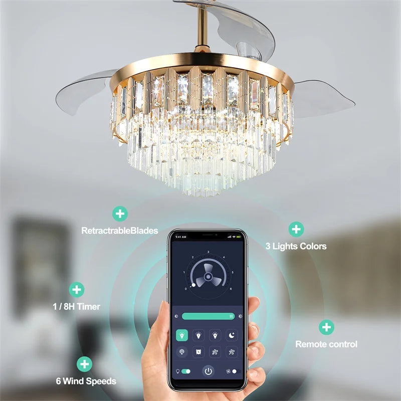 Crystal Ceiling Fan With Light
