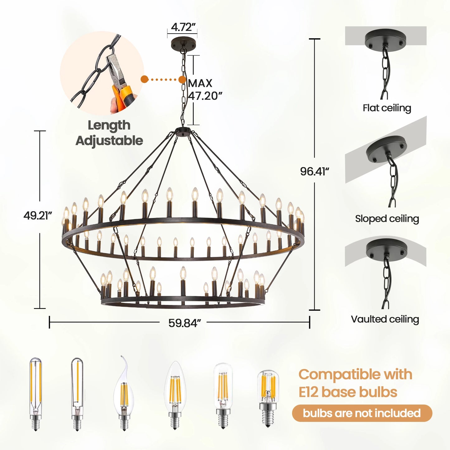 Modern Rustic 2 Tiers Wagon Wheel Chandelier