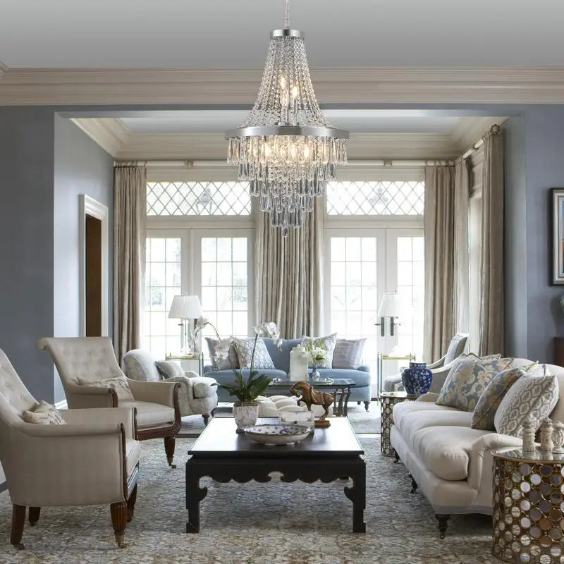 20" Modern Chrome Crystal Chandelier
