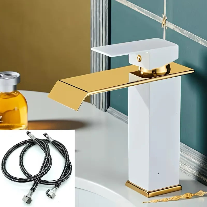 Gold and Black Waterfall Bathroom Faucet