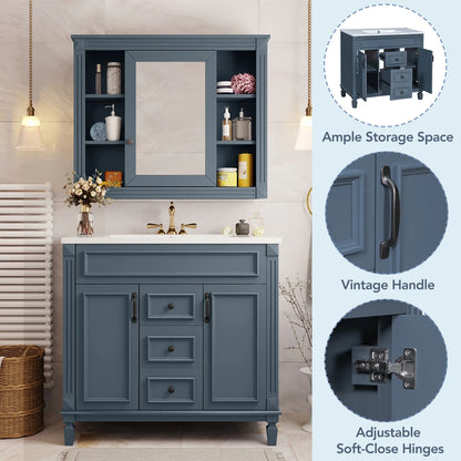 36'' Modern Vanity with Top Sink and Storage Cabinet